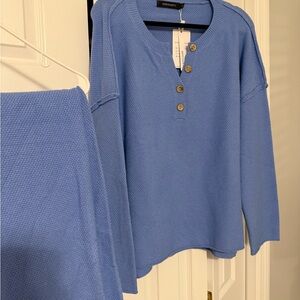 Amazon set in periwinkle! Super soft. Wooden buttons.